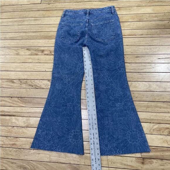 FOREVER 21 PREMIUM Womens Jeans Blue Floral Bell  Bottom Flare Hippie Denim 28 - Picture 6 of 16
